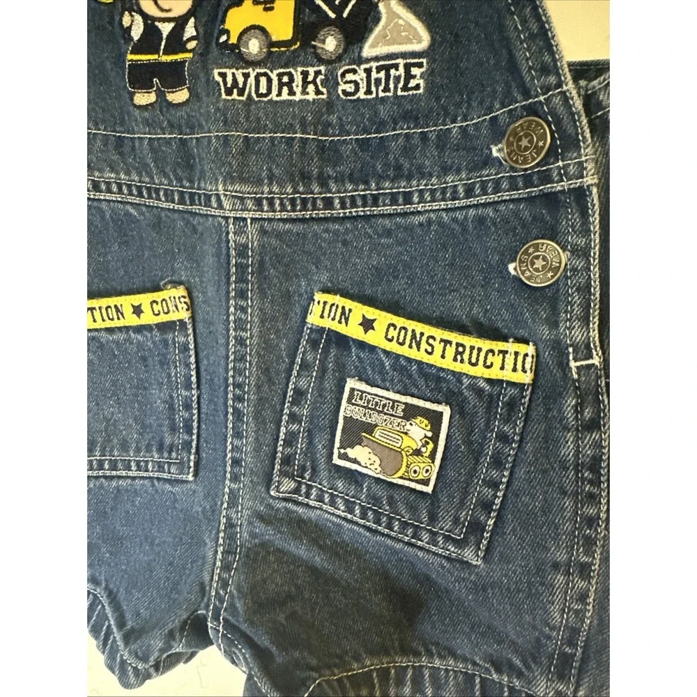 Vintage Baby 6-9months Shortalls Y2K Construction Little Bulldozer‎ Work Site